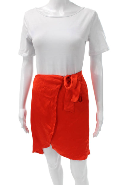 Nonchalant Label Womens Orange Wrap Skirt Knee Length Polyester Blend Size XS