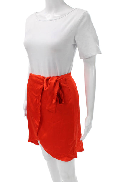 Nonchalant Label Womens Orange Wrap Skirt Knee Length Polyester Blend Size XS