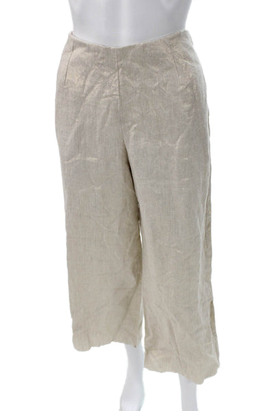 Nonchalant Label Womens Cropped Pants Beige Polyester Zip Solid Size S