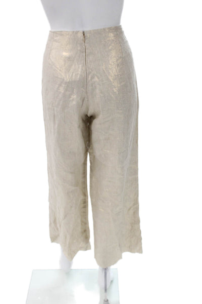 Nonchalant Label Womens Cropped Pants Beige Polyester Zip Solid Size S