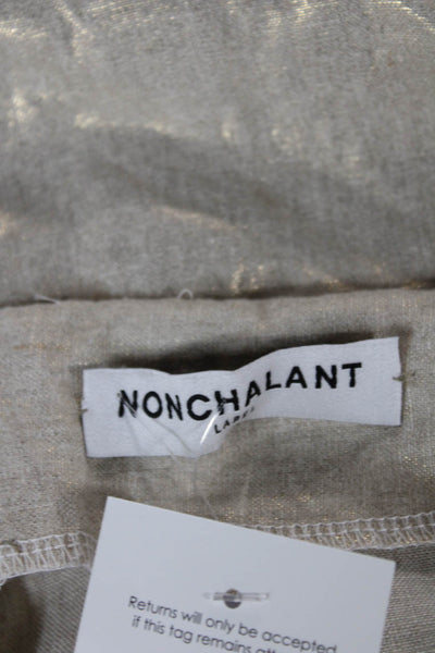 Nonchalant Label Womens Cropped Pants Beige Polyester Zip Solid Size S