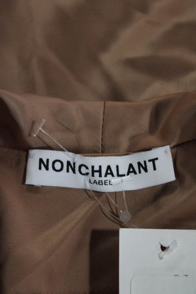 Nonchalant Label Womens Bodycon Short Dress Beige Long Sleeve V-Neck Size 2
