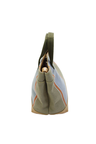 Un Apres-Midi De Chien Womens Striped Canvas Top Handle Handbag Multicolor