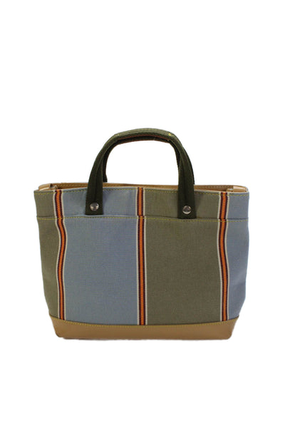 Un Apres-Midi De Chien Womens Striped Canvas Top Handle Handbag Multicolor
