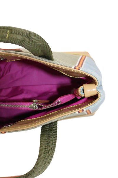 Un Apres-Midi De Chien Womens Striped Canvas Top Handle Handbag Multicolor