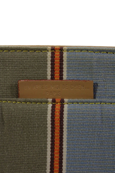 Un Apres-Midi De Chien Womens Striped Canvas Top Handle Handbag Multicolor