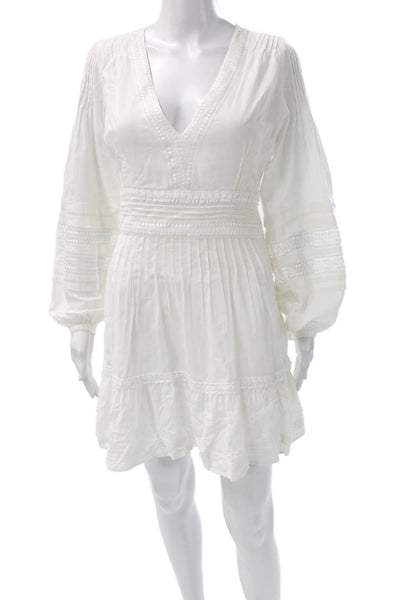 Intermix Womens Fit & Flare White V-Neck Short Zip Longsleeve Dress Size 2
