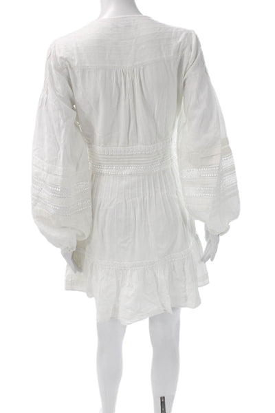Intermix Womens Fit & Flare White V-Neck Short Zip Longsleeve Dress Size 2