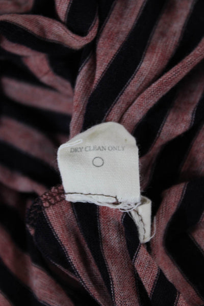 ALC Womens Basic Striped Scoop Neck Rayon T-Shirt Pink Short Sleeve Size S