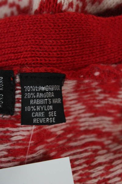 Nordstrom Womens Red Lambswool Paisley V-Neck Vest Sleeveless Fall Size S