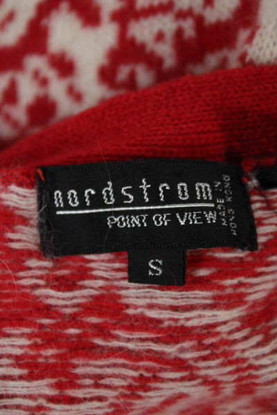 Nordstrom Womens Red Lambswool Paisley V-Neck Vest Sleeveless Fall Size S