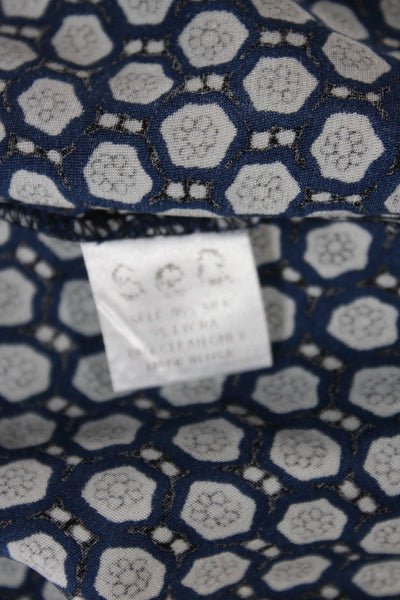 Sea Womens Shift Dress Blue Silk Geometric Round Neck Short Sleeve Zip Size 6