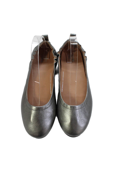 FitFlop Women's Round Toe Slip-On Ballet Flat Shoes Silver Size 9