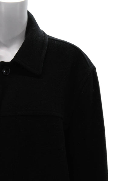 Marc New York Mens Black Wool Blend Overcoat Button Closure Size L