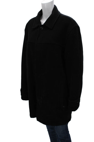 Marc New York Mens Black Wool Blend Overcoat Button Closure Size L