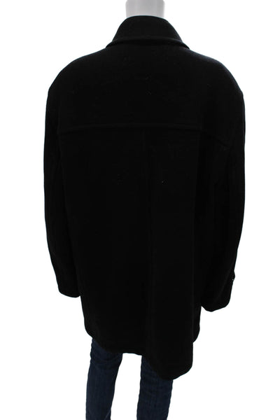 Marc New York Mens Black Wool Blend Overcoat Button Closure Size L