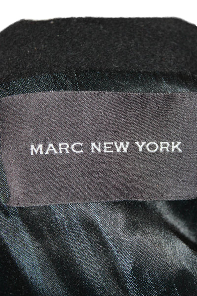Marc New York Mens Black Wool Blend Overcoat Button Closure Size L