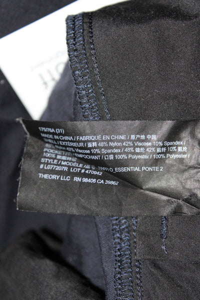 Theory Mens Blue Nylon Pants Button Inseam 32 Size 31