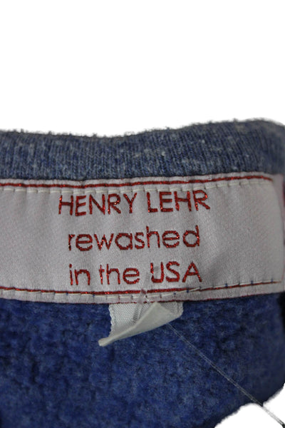 Henry Lehr Mens Pullover Sweatshirt Blue Polyester Crew Neck Long Sleeve Size L