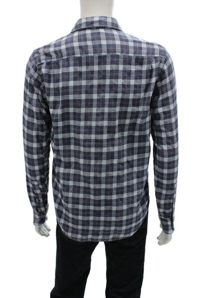 Faherty Brand Mens Plaid Collar Long Sleeve Button Down Shirt Blue Size M