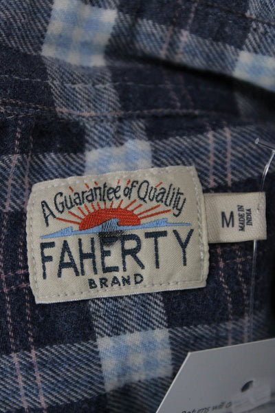 Faherty Brand Mens Plaid Collar Long Sleeve Button Down Shirt Blue Size M