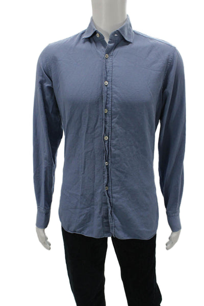 Alessandro Gherardi Mens Blue Cotton Long Sleeve Button-Up Dress Shirt Size M