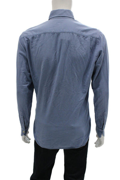 Alessandro Gherardi Mens Blue Cotton Long Sleeve Button-Up Dress Shirt Size M