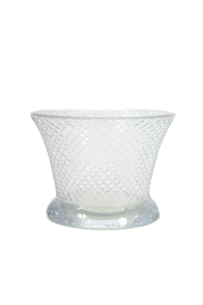 Designer Clear Glass Rounded Argyle Cut 2.5" Candle Holders Set Of 5
