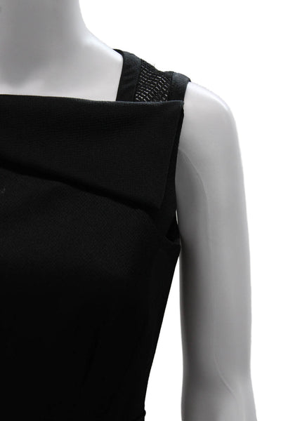 Karen Millen Womens Black Sleeveless Square Neck Blouse Zip Triacetate Size 4