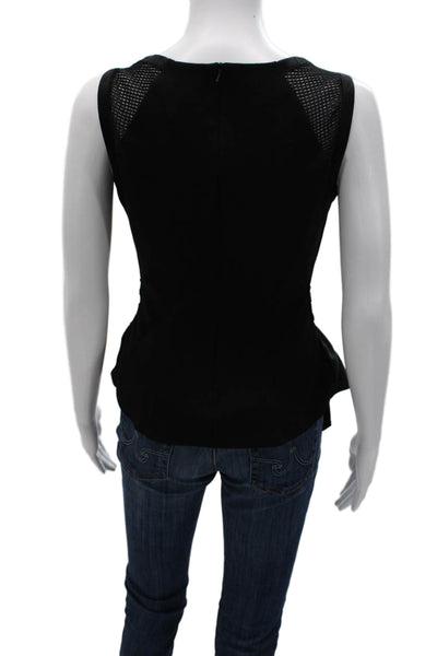 Karen Millen Womens Black Sleeveless Square Neck Blouse Zip Triacetate Size 4