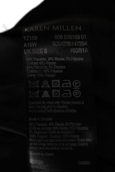 Karen Millen Womens Black Sleeveless Square Neck Blouse Zip Triacetate Size 4