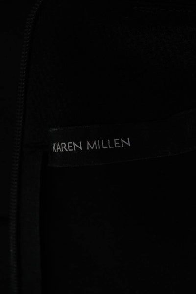 Karen Millen Womens Black Sleeveless Square Neck Blouse Zip Triacetate Size 4