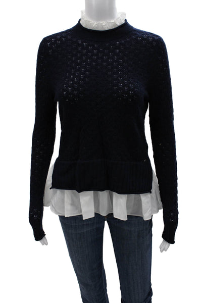 Ted Baker London Women Pullover High Neck Viscose Blue Long Sleeve Fall Size 2