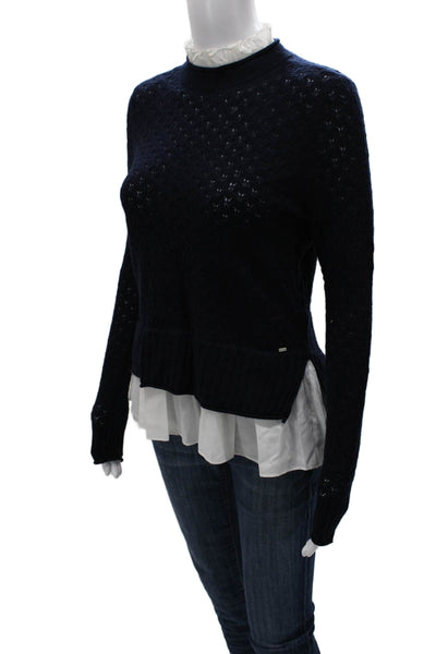 Ted Baker London Women Pullover High Neck Viscose Blue Long Sleeve Fall Size 2