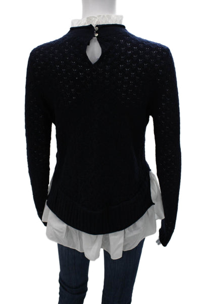 Ted Baker London Women Pullover High Neck Viscose Blue Long Sleeve Fall Size 2
