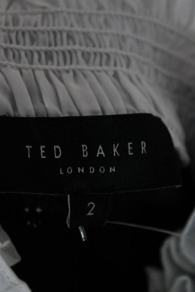 Ted Baker London Women Pullover High Neck Viscose Blue Long Sleeve Fall Size 2
