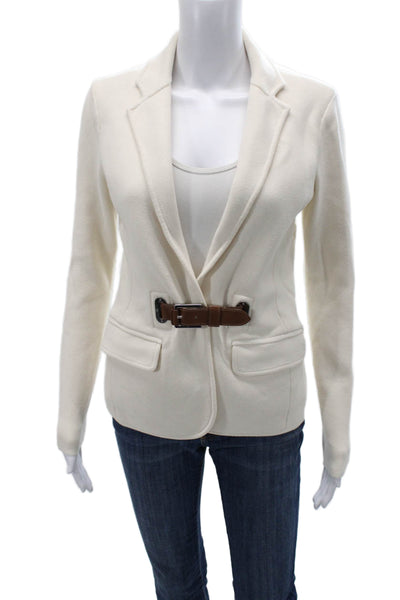 Lauren Ralph Lauren Women Basic Jacket Ivory Cotton Long Sleeve Petite Size S
