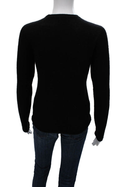 ATM Womens Cashmere Crew Neck Pullover Black Long Sleeve Size XS