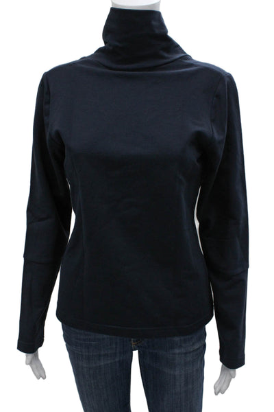 Nix Womens Basic T-Shirt Blue Cotton Blend Turtleneck Long Sleeve Size 38