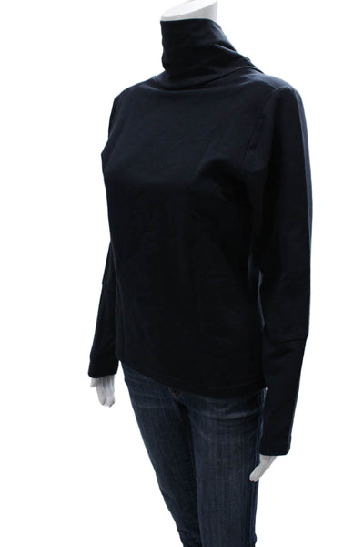 Nix Womens Basic T-Shirt Blue Cotton Blend Turtleneck Long Sleeve Size 38