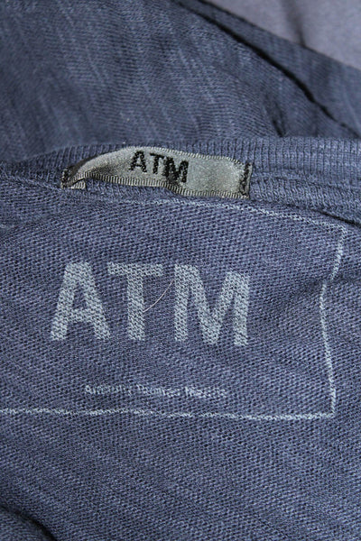 ATM Womens Tunic Scoop Neck Long Sleeve Cotton Blue Size S