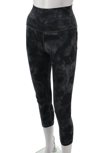 Lululemon Womens Capri Leggings Black Tie Dye Polyester Blend Size 4