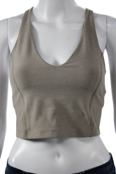 Beyond Yoga Womens Cropped Tank Beige V-Neck Polyester Sleeveless Size S
