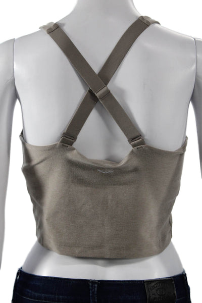 Beyond Yoga Womens Cropped Tank Beige V-Neck Polyester Sleeveless Size S