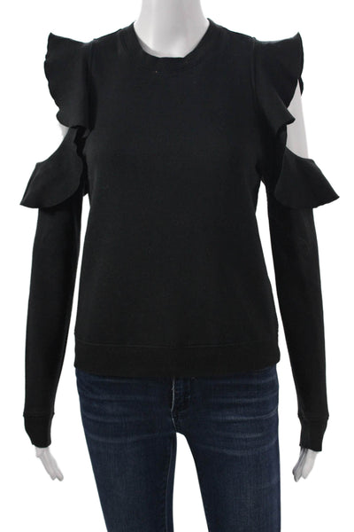 Rebecca Minkoff Womens Pullover Sweatshirt Black Crew Neck Long Sleeve Size XS