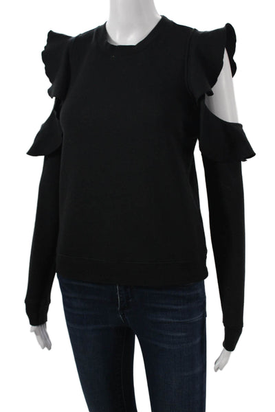Rebecca Minkoff Womens Pullover Sweatshirt Black Crew Neck Long Sleeve Size XS