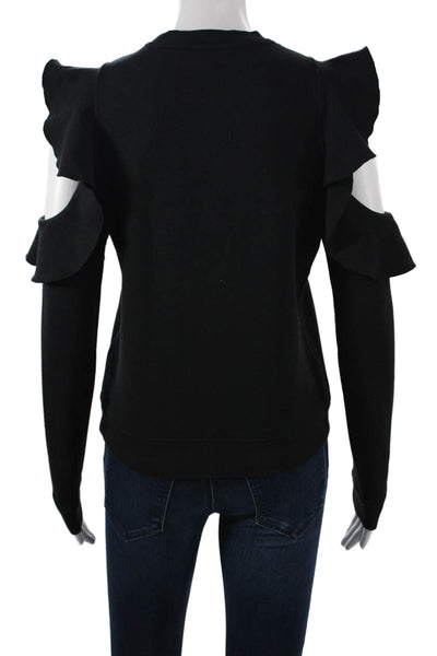 Rebecca Minkoff Womens Pullover Sweatshirt Black Crew Neck Long Sleeve Size XS