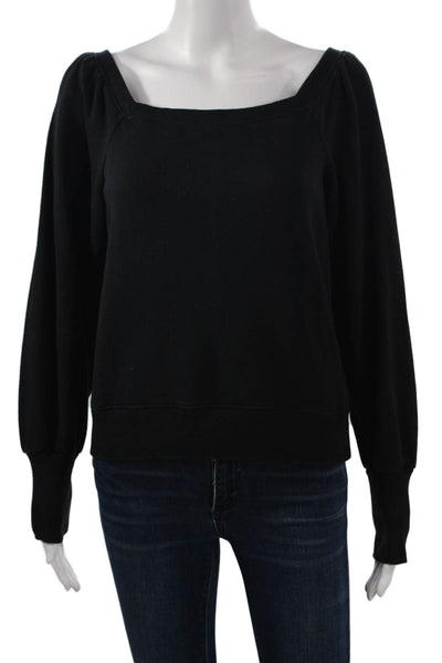 Rebecca Minkoff Women Pullover Square-Neck Black Cotton Sweater Size S