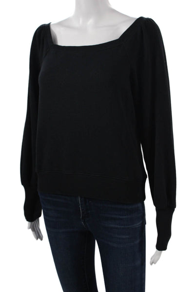 Rebecca Minkoff Women Pullover Square-Neck Black Cotton Sweater Size S