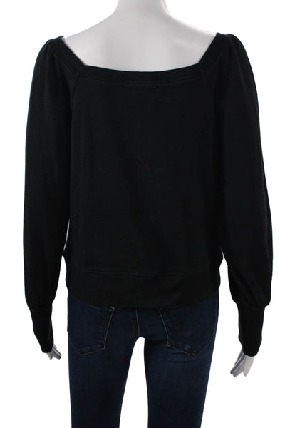 Rebecca Minkoff Women Pullover Square-Neck Black Cotton Sweater Size S
